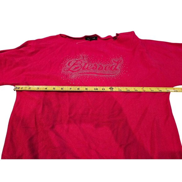 Calligraphie Long Sleeve Sweater Blessed Silver Rhinestones Hot Pink Size M NWT - Picture 5 of 12